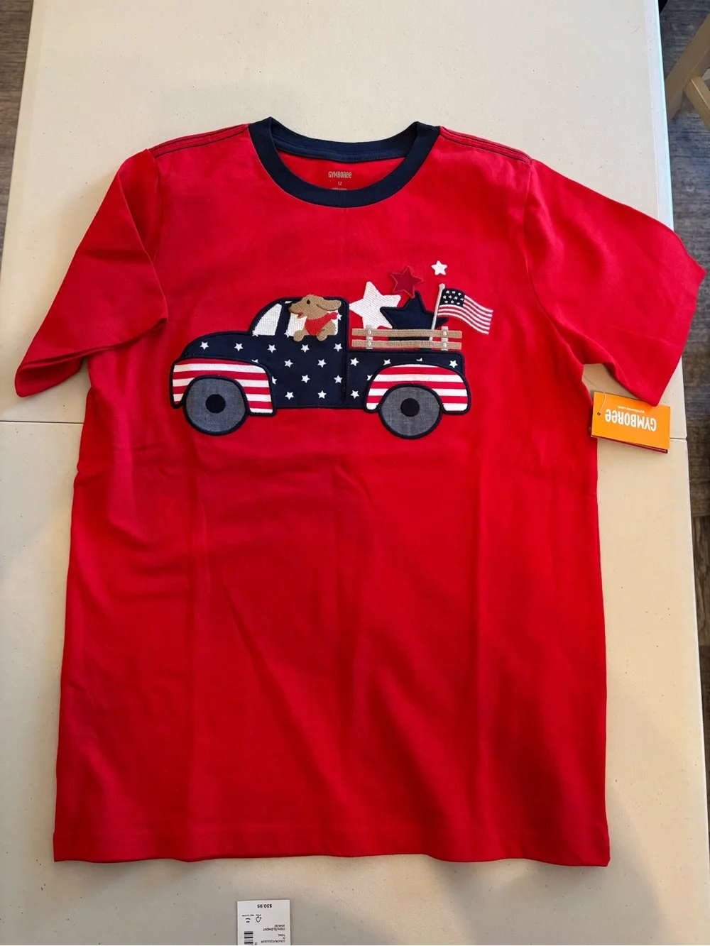 Set/2 Gymboree Red Short Sleeve Truck Applique Tees 4th of July